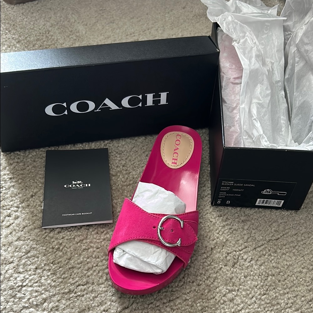 New Coach Women's Pink Slide Sandals Sz 8B.
